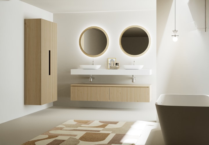 Meuble de salle de bains avec plan de toilette et caisson en solid surface Alpes 4 Bruntec environnement 6