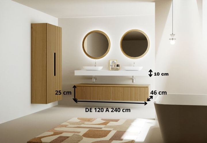 Meuble de salle de bains avec plan de toilette et caisson en solid surface Alpes 4 Bruntec croquis 7