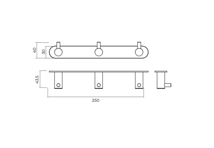 Patère de salle de bains Essential Triple Medimex croquis 7