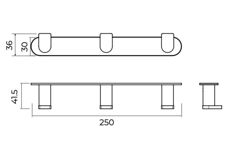 Patère de salle de bain Triple Practic Medimex croquis 7