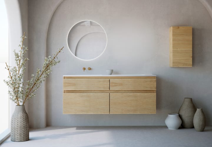 Ensemble de meubles de salle de bain en bois massif palilleria Horizontal Alpes 7 Bruntec principal 1