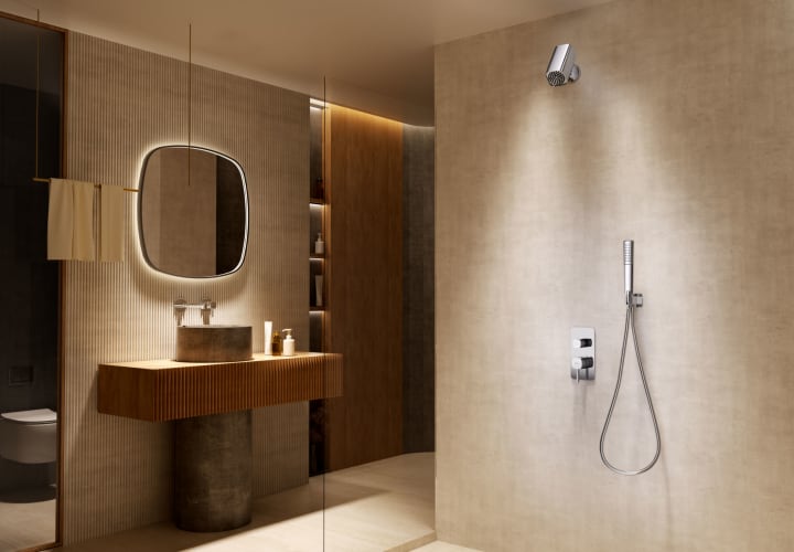 Ensemble de douche encastré avec pomme de douche orientable Imex Toscana environnement 9