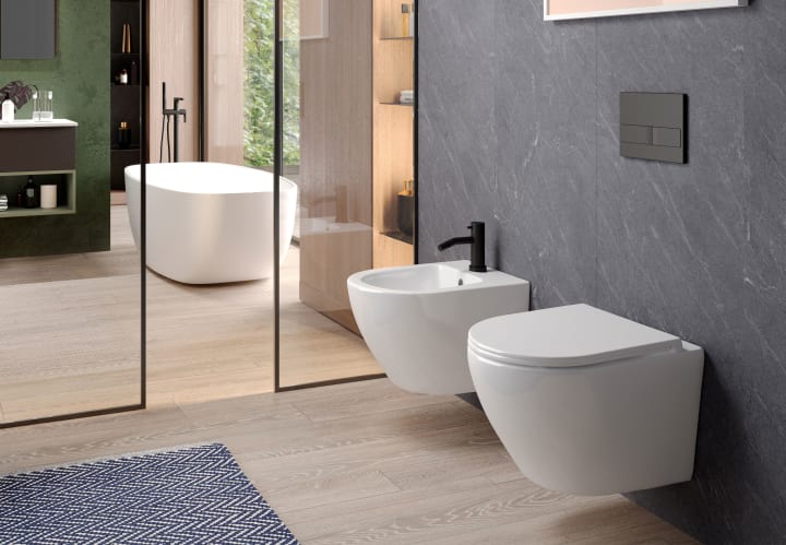 Pack WC suspendu + réservoir de chasse encastré Lisboa Bruntec environnement 6