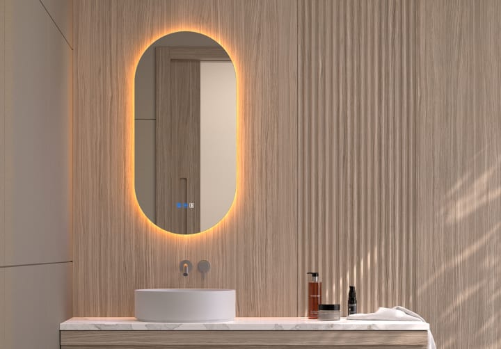 Miroir de salle de bains avec éclairage LED Denia Bruntec principal 4