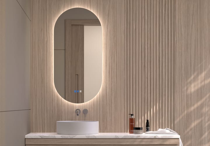 Miroir de salle de bains avec éclairage LED Denia Bruntec principal 3