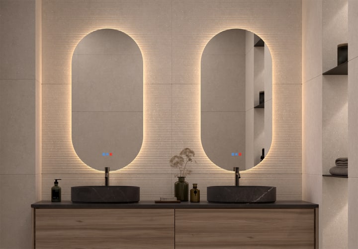 Miroir de salle de bains avec éclairage LED Denia Bruntec principal 8