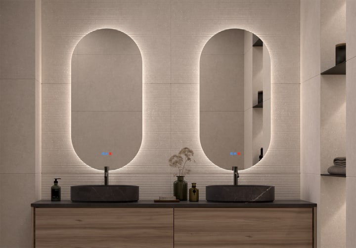 Miroir de salle de bains avec éclairage LED Denia Bruntec principal 7