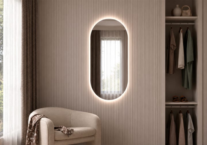 Miroir de salle de bains avec éclairage LED Denia Bruntec principal 6