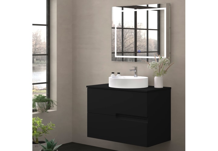Meuble de salle de bains avec plan de toilette en pierre de couleur assortie Lia Bruntec Couleurs principal 2