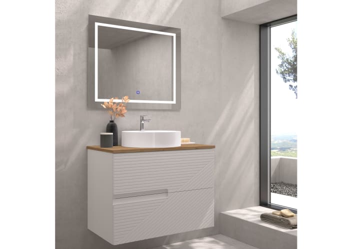 Meuble de salle de bains avec plan de toilette en bois Limo Bruntec couleurs principal 2
