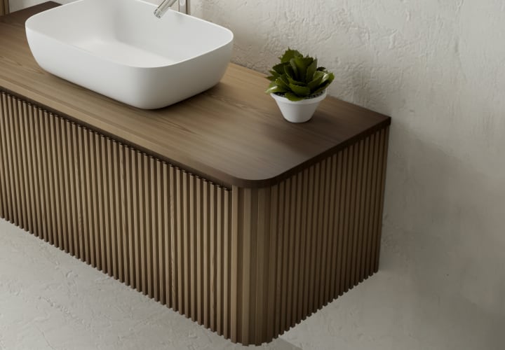 Meubles de salle de bains avec comptoir en bois massif Baviera Bruntec détail 4