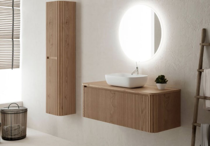 Meubles de salle de bains avec comptoir en bois massif Baviera Bruntec principal 1