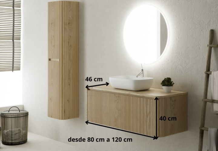 Meubles de salle de bains avec comptoir en bois massif Baviera Bruntec croquis 6