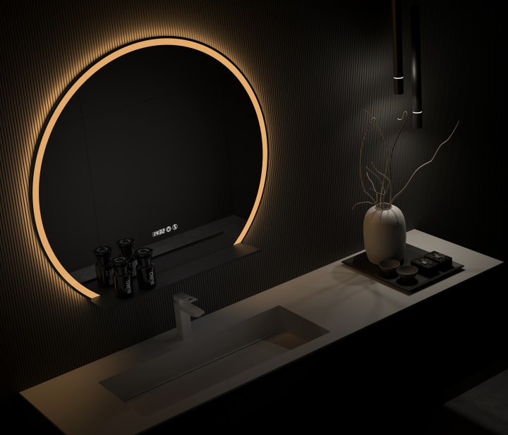 Miroir demi-lune avec éclairage LED Crespúsculo Eurobath principal 1