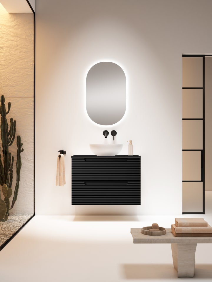 Meubles de salle de bains avec plan de toilette en HDF Compatech Kyoto Visobath principal 1