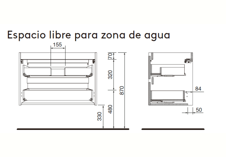Meubles de salle de bains avec plan de toilette en bois Attila Salgar croquis 30