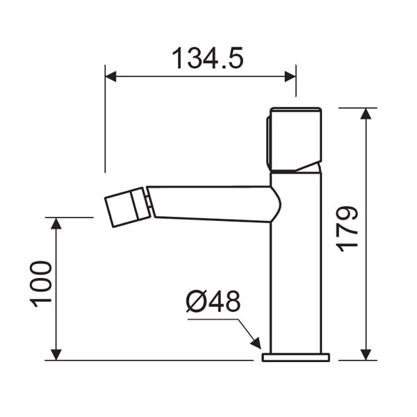 Robinetterie de bidet Tivoli Lluvibath croquis 2