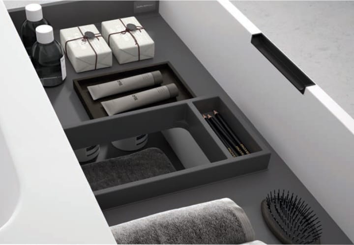 Meuble de salle de bains avec plan de toilette Artemisa Bruntec Pierre compactée noir détail 10