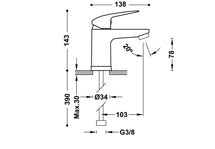 Robinet de lavabo Base Plus Tres croquis 1
