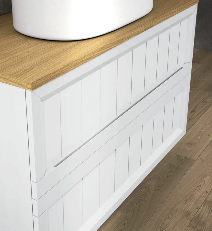Meuble de salle de bains avec plan de toilette en chêne naturel Terra Campoaras détail 1