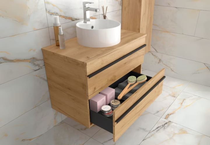 Meuble de salle de bains avec vasque à poser Born Salgar détail 4
