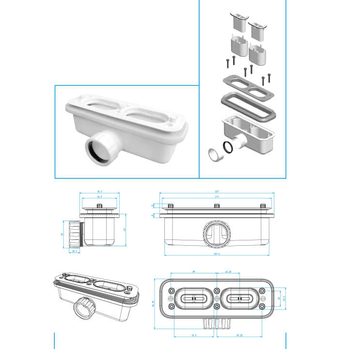 Receveurs de douche en résine Elite Bruntec croquis 14
