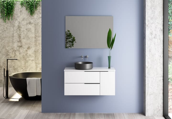 Meuble de salle de bains avec plan de toilette Solid Surface Coban Bruntec principal 1