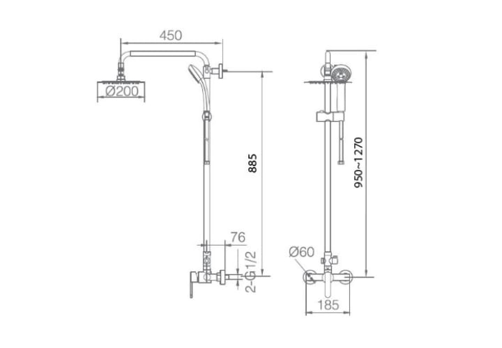 Set de douche Roma Imex croquis 11