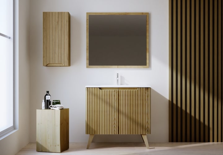 Ensemble de meubles de salle de bains en bois massif Alpes 14 Bruntec principal 1