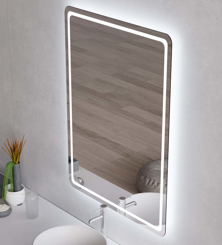 Miroir de salle de bains avec l'éclairage LED Leroy Bruntec principal 1