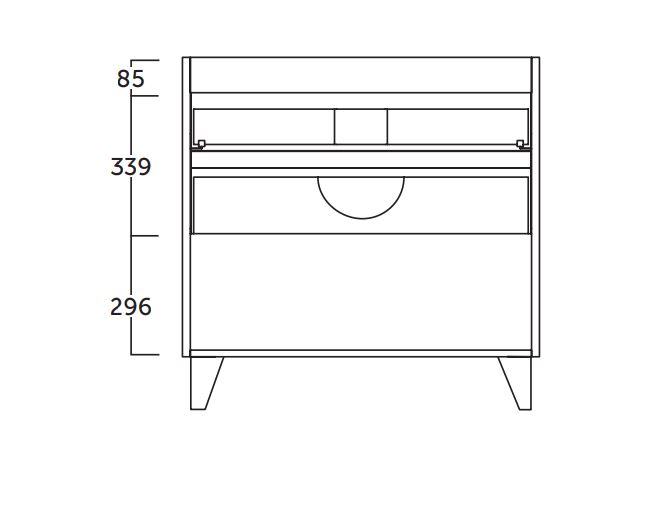 Ensemble meuble de salle de bains à faible profondeur 39 cm Siena Coycama croquis 4