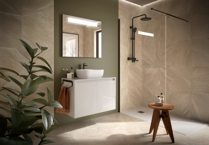 Meuble de salle de bains avec plan de toilette en bois Noja Salgar principal 2