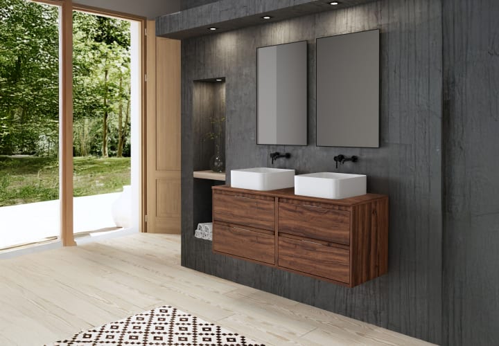 Meuble de salle de bains avec plan de toilette en bois Boston Bruntec principal 1