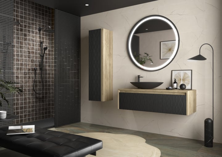 Meuble de salle de bains avec plan de toilette en bois Lambda Coycama principal 3