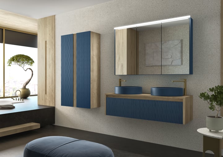 Meuble de salle de bains avec plan de toilette en bois Lambda Coycama environnement 17