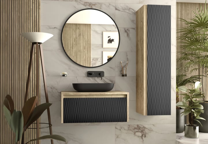 Meuble de salle de bains avec plan de toilette en bois Lambda Coycama principal 5
