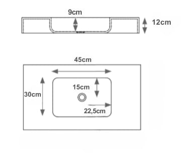 Lavabo suspendu Maia Hidronatur croquis 6
