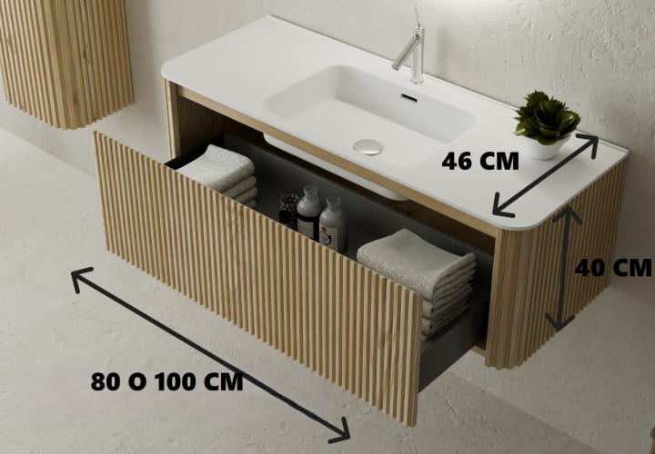 Ensemble de meubles de salle de bains en bois massif Baviera Bruntec croquis 4