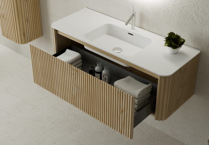 Ensemble de meubles de salle de bains en bois massif Baviera Bruntec détail 2