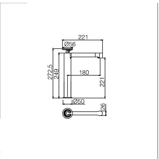 Mitigeur de lavabo Olimpo Imex croquis 2