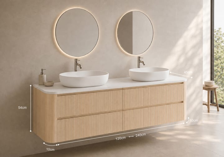 Meuble de salle de bains avec plan de toilette Solid Surface Duna Bruntec croquis 6