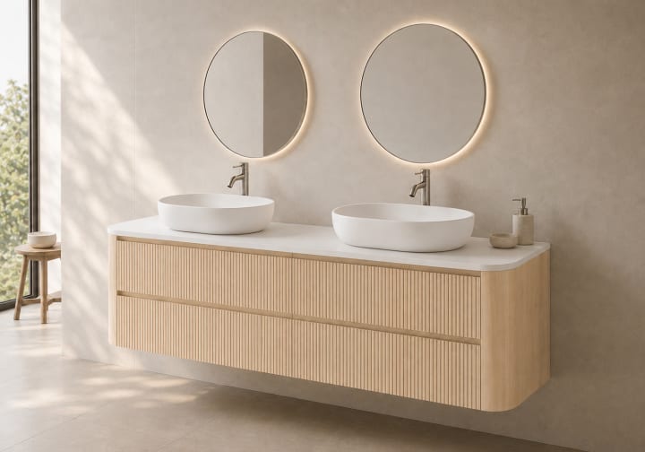 Meuble de salle de bains avec plan de toilette Solid Surface Duna Bruntec principal 1
