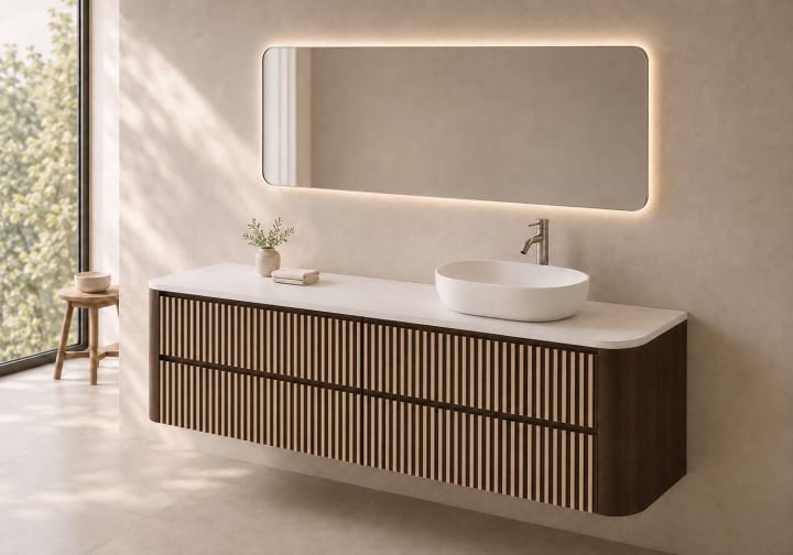 Meuble de salle de bains avec plan de toilette Solid Surface Duna Bruntec détail 5