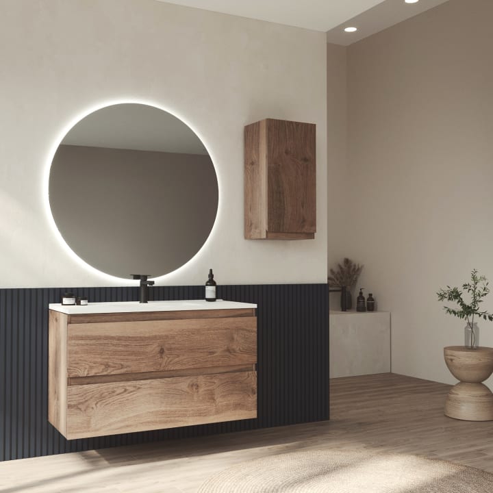 Meuble de salle de bains en bois à profondeur réduite 37,8 cm Vilma Bruntec principal 1