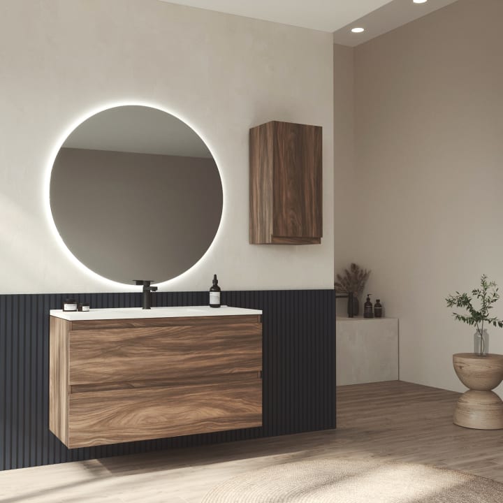Meuble de salle de bains en bois à profondeur réduite 37,8 cm Vilma Bruntec principal 3