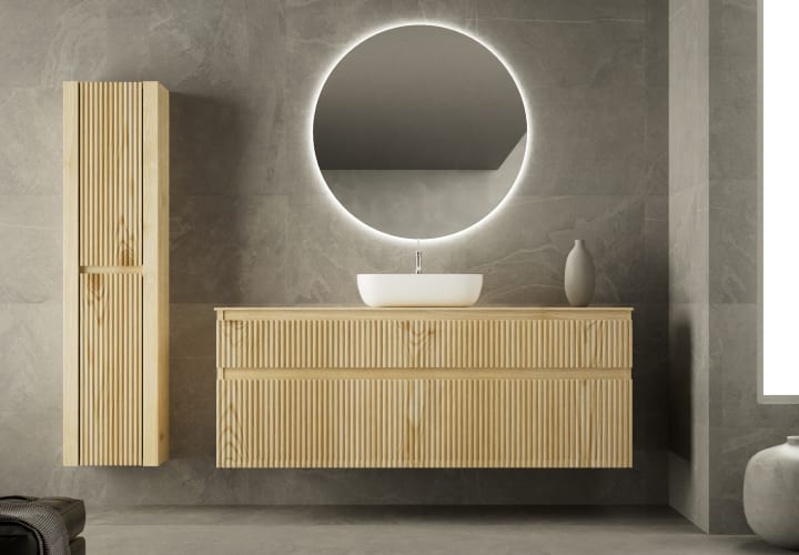 Meuble de salle de bains moderne en bois massif Alpes Bruntec principal 2