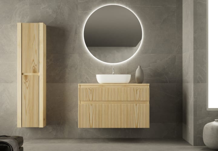 Meuble de salle de bains moderne en bois massif Alpes Bruntec principal 1
