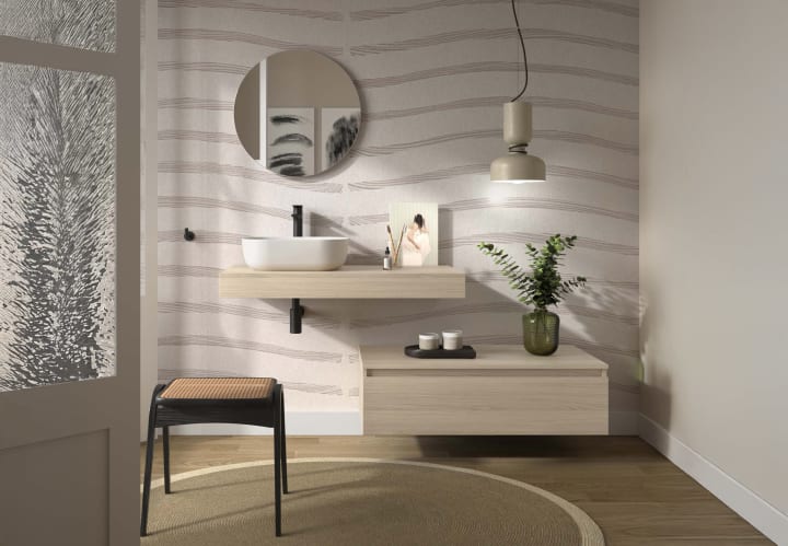 Ensemble de meubles de salle de bains avec plan de toilette et caisson en bois Domus Salgar principal 1