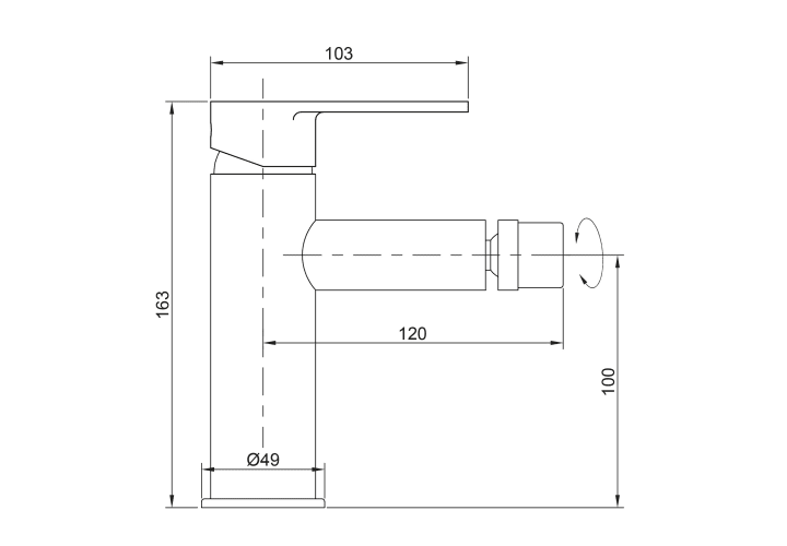 Mitigeur de bidet Iony de GME croquis 1