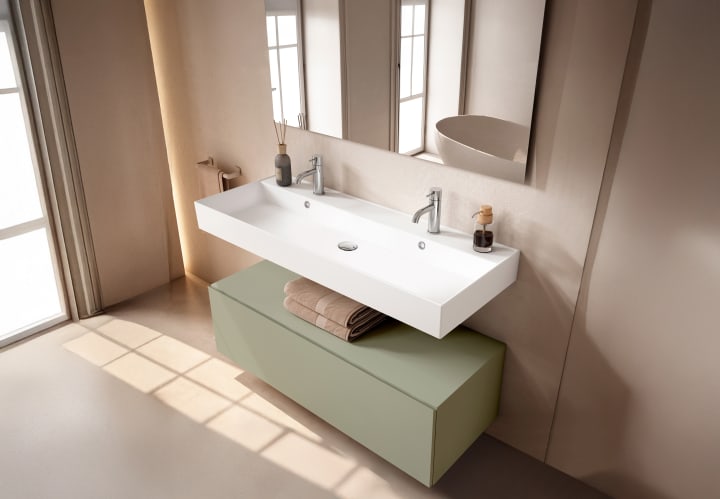 Ensemble de meubles de salle de bain avec lavabo en céramique de 12 cm de hauteur et tiroirs Nomad Viso principal 5